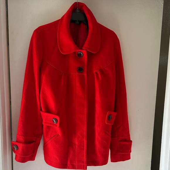 Style & Co. Vibrant Red Pea Coat - Picture 1 of 10
